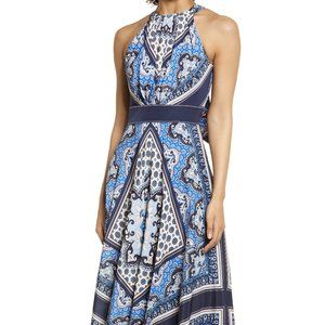 Eliza J Halter Neck Scarf Print Maxi Dress
